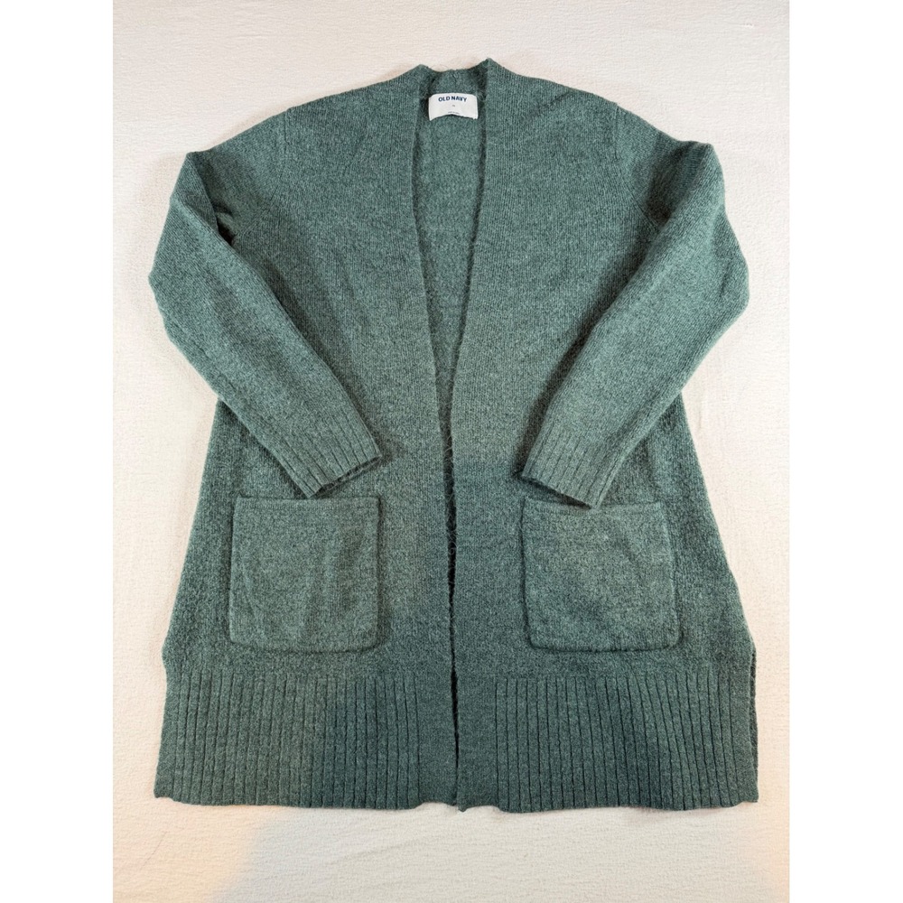 Old Navy Spongy Long Line Cardigan Sea Green XS Open Front Pocket Sweater